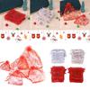 100 Christmas Drawstring Drawstring Mesh Bags Snowflake Organza Holiday Storage Decoration Wedding Gift Ornament Candy Bags