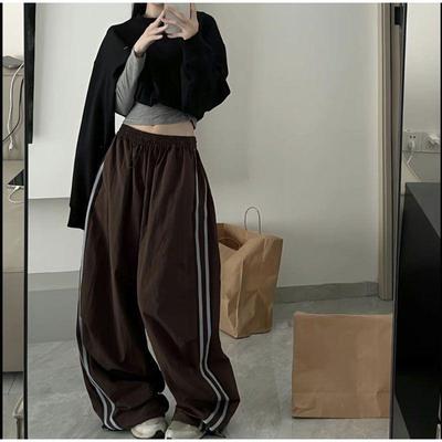Vintage Women Loose Pants Oversized Hip Hop Drawstring Pocket Fashion Cargo Pant Casual Office Lady Baggy Trousers Autumn Winter