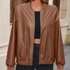 Giacca da Donna Taglie Forti Casual in Ecopelle Biker Manica Corta Giacca in Pelle Top