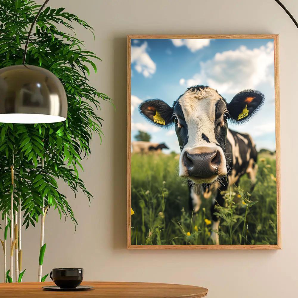 1 szt. Gorący Abstrakcyjny Ciekawy Zabawny Słodki Krowa Pływanie Kąpiel Plakat HD Plakaty Dom Pokój Bar Kawiarnia Wystrój Sztuka Malarstwo Ścienne Obraz