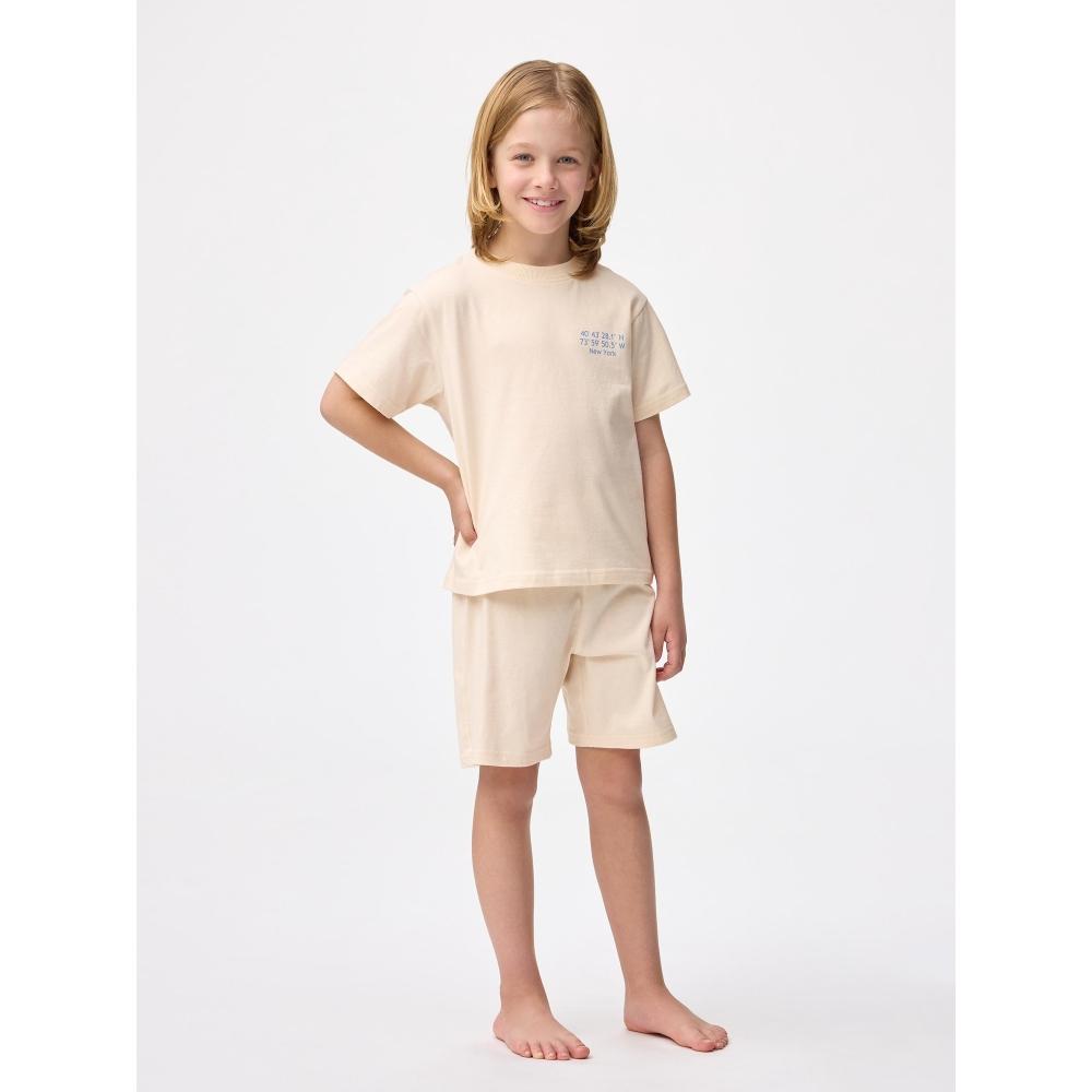Gu By Uniqlo Kids Cotton Lounge Set  Short Sleeve   Shorts   Logo 