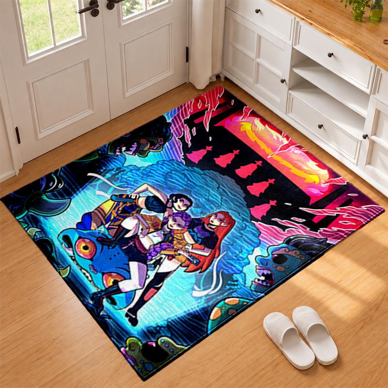 Kpop Demon Hunters Carpet Door Mat for Living Room or Bedroom Protective Mat Under Chair Office Decoration Christmas Gift Birthday Present