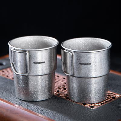 Titanium Camping Cups Stackable Coffee Mugs 300ml Foldable Handle Outdoor Coffee Mugs Reusable