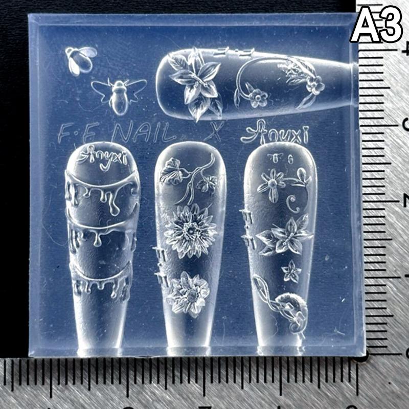 3D Silicone Nail Art Mold Butterfly Pattern Lace Parasol Circular Design DIY Nail Art Decor Transparent Manicure Template