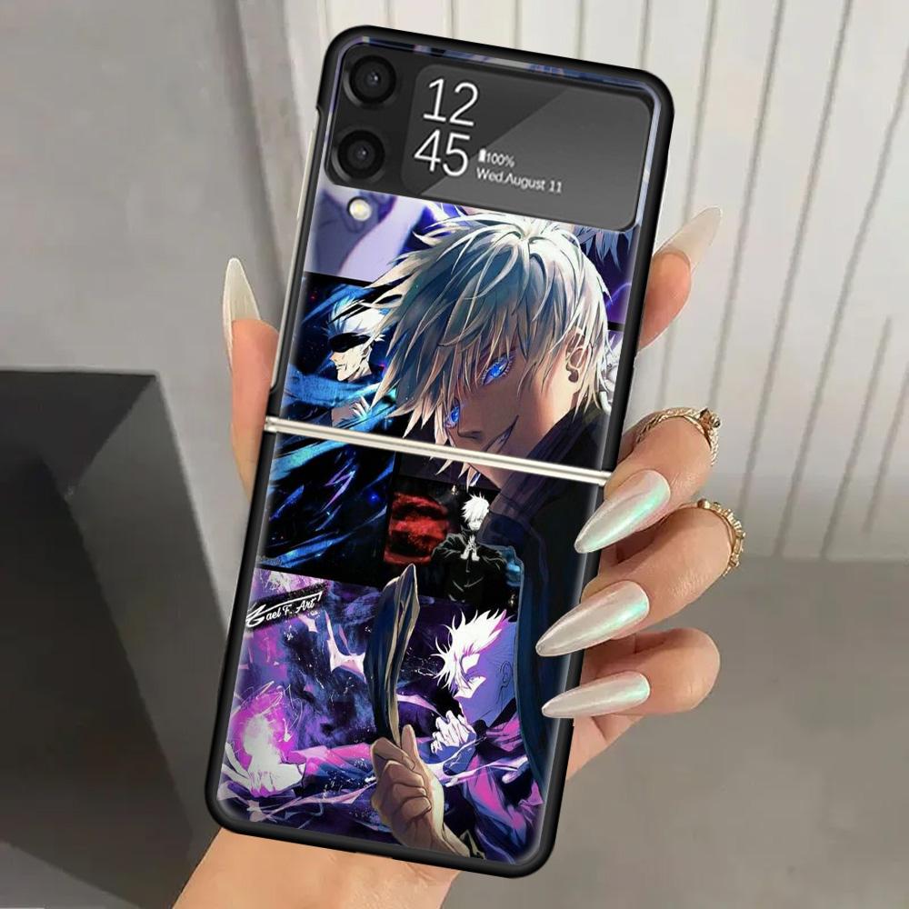 Jujutsus Gojo Satoru Harte PC-Handyhülle Für Samsung Galaxy Z Flip 6 5 4 3 Schwarze Hülle ZFlip6 Flip5 Flip4 5G Faltbare Print-Hüllen