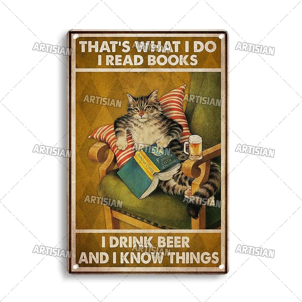 Artisian Animal Black Cat Retro Metal Poster Funny Pet Vintage Decorative Tin Plaque Garage Bar Pub Club Man Cave Wall Decor