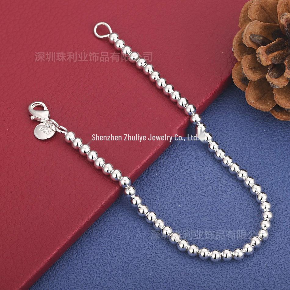 Silver-Plated 4MM Buddhist Bead Necklace - Trendy European, American, Japanese & Korean Fashion Jewelry