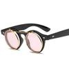 XaYbZc Vintage Runda Steampunk Solglasögon Flip Up Dubbla Lager Mussla Design Solglasögon Oculos De Sol