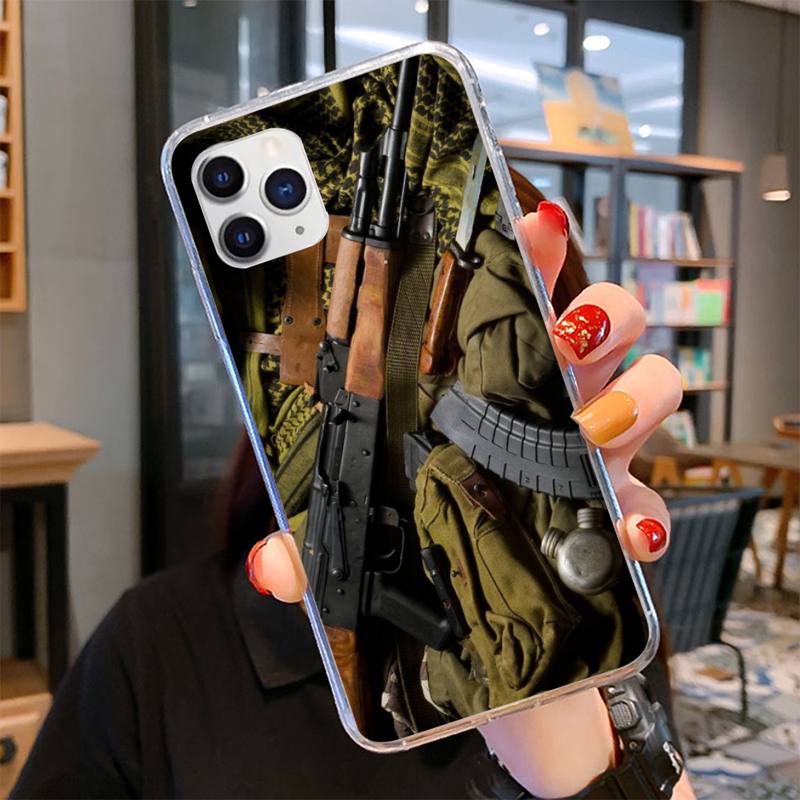 AK47 Handgun Gun BUllets Phone Case for iPhone 11 12 13 Mini Pro Max 8 7 6 6S Plus X 5 SE 2020 XR XS Case Shell