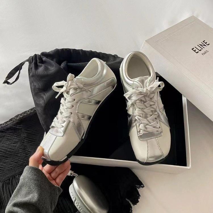 

Zhao Silu s same Korean version of square-headed zebra shoes 2025 new flat-bottomed square-headed comfortable and versatile color matching 40 серебряный