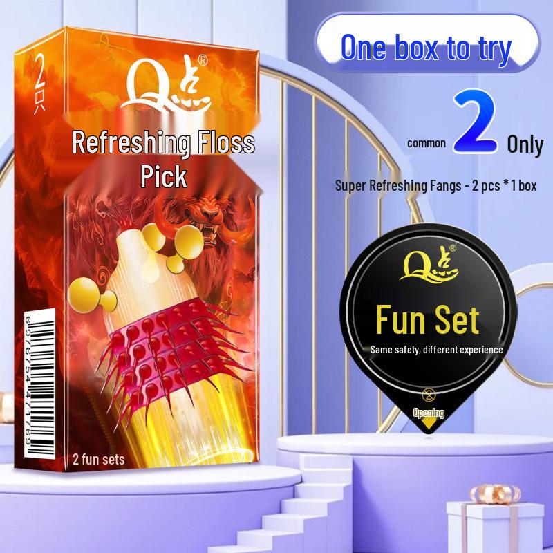 Q Point Thorn Set: Erotic Couples' Condoms with Large Particles, 2pcs/pack