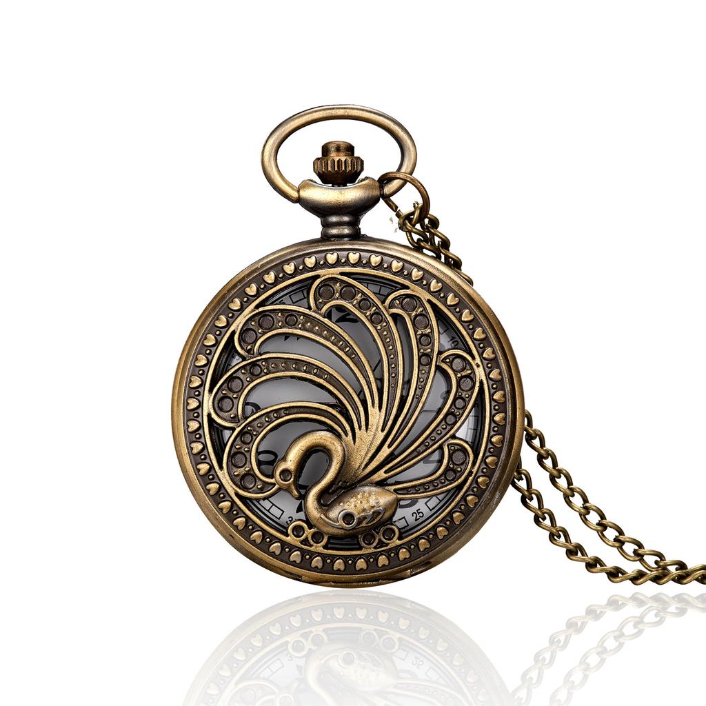 Klasické kapesní hodinky s dutým květem Kreativní překlápěcí digitální náhrdelníkové hodinky Vintage Dekorativní přívěsek na řetízek na svetr pro studenty