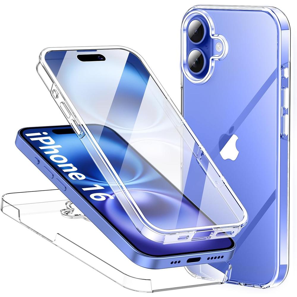 

Чехол-бампер 360° для iPhone 16 15 14 mini 11 Pro Xs Max SE 2 3 7 8 plus, Прозрачный жесткий ПК, Мягкий силиконовый корпус For iPhone 12 Mini