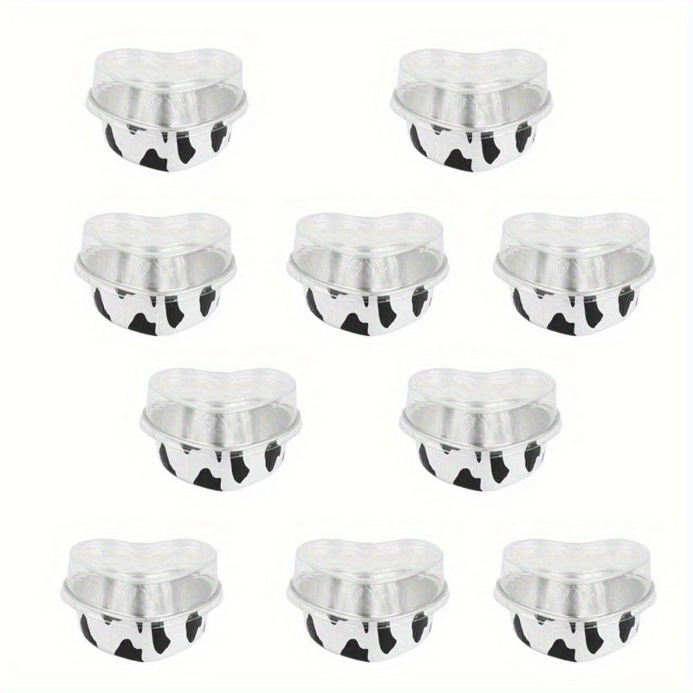 Dezertní kelímky z hliníkové fólie ve tvaru srdce s víčky Zlaté Stříbrné Pečení Muffinů Cheesecake Pudingové Nádobky Party Dekorace