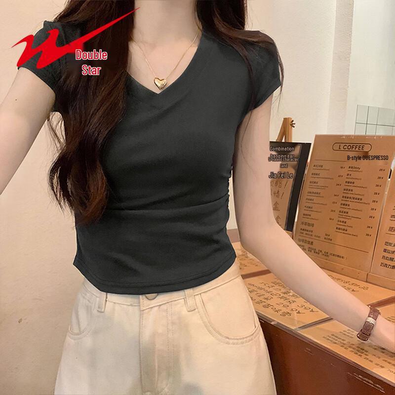 Women's Slim Fit V-Neck Short Sleeve T-Shirt