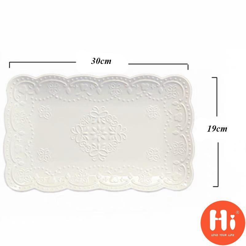 Hi Ceramic Embossed Dinner Steak Plate Breakfast Dish Afternoon Tea Fruit Dessert Tray Wedding Gift Tableware