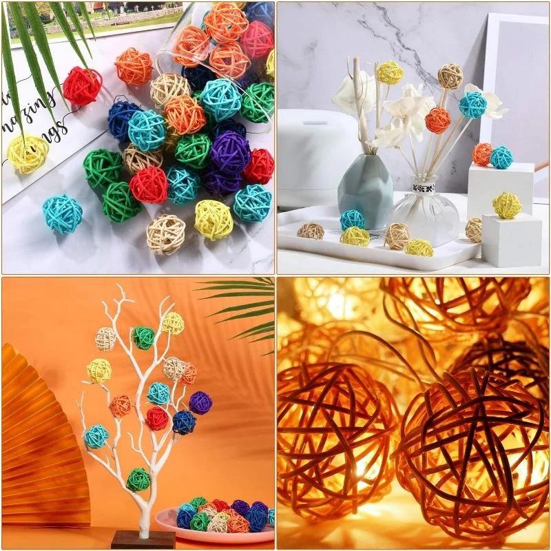 10Pcs Pet Bird Rattan Ball Toy Parrot Chew Toys for Budgies Hamsters Bunny DIY Craft Decoration Ball Random Color