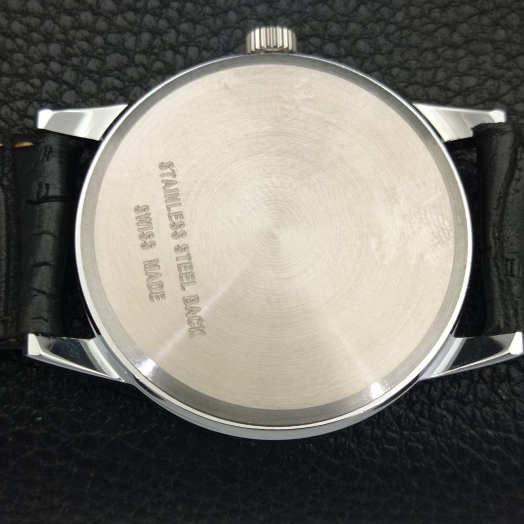 SWISS VINTAGE MONTINE HAND-WINDING MENS REFURBISHED BLACK DIAL WATCH a441065-1