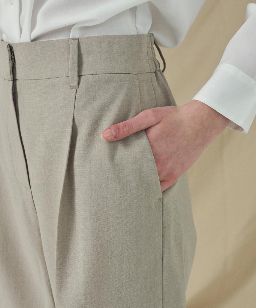 210EDIT Women'S Cool Silky Nen Pintuck Wide Slacks _Ze2Pt520_Sbe