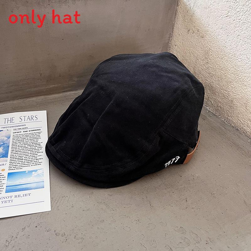 Simple Solid Color Letter Embroidery Neutral Casual Beret For Fall Use Daily