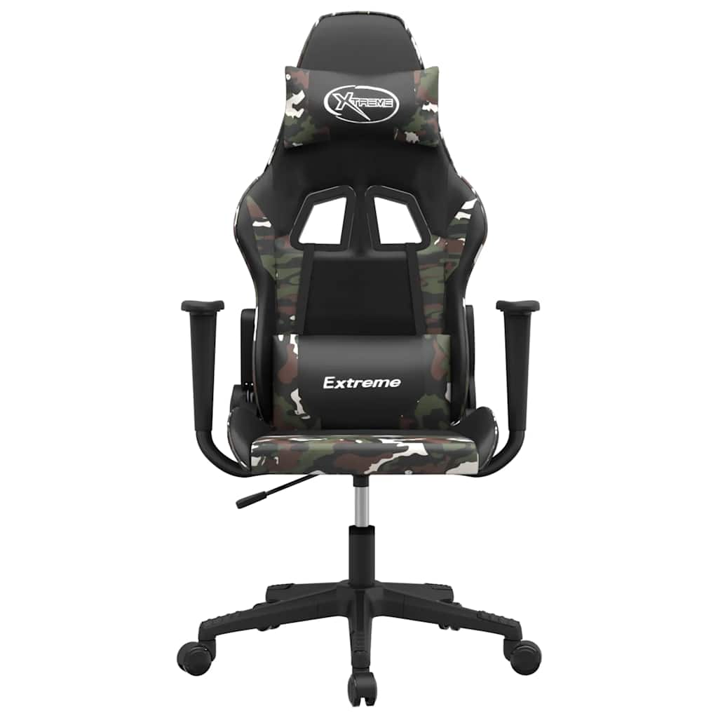 Gaming Chair with Massage Function Black and Camouflage Artificial Leather