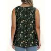 Summer Small Floral Print Round Neck Knit Sleeveless Vest Top Women