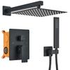 Single Handle Rain Shower Set Black Wall-Mounted Embedded Soft Spray Pattern Ceramic Valve Core for Bathroom Toilet Mixing Valve