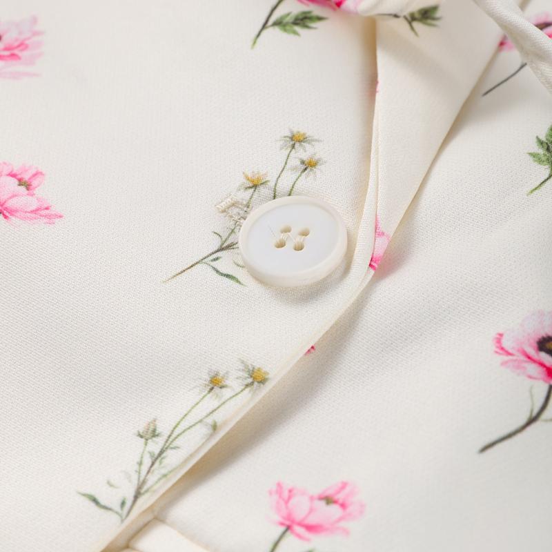 Módní květinové pásky Blejzr Kabát Dámský Ramenní vycpávky Jednořadé S klopami Dlouhý rukáv Streetová bunda 2025 Jarní sváteční párty