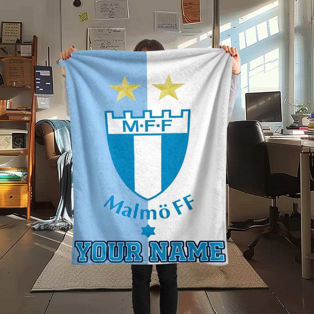 1PC Custom Name Malmo FF Patterned Flannel Blanket Suitable For All Seasons for Home Decor Warmth and Comfort Gifts Holiday Present
