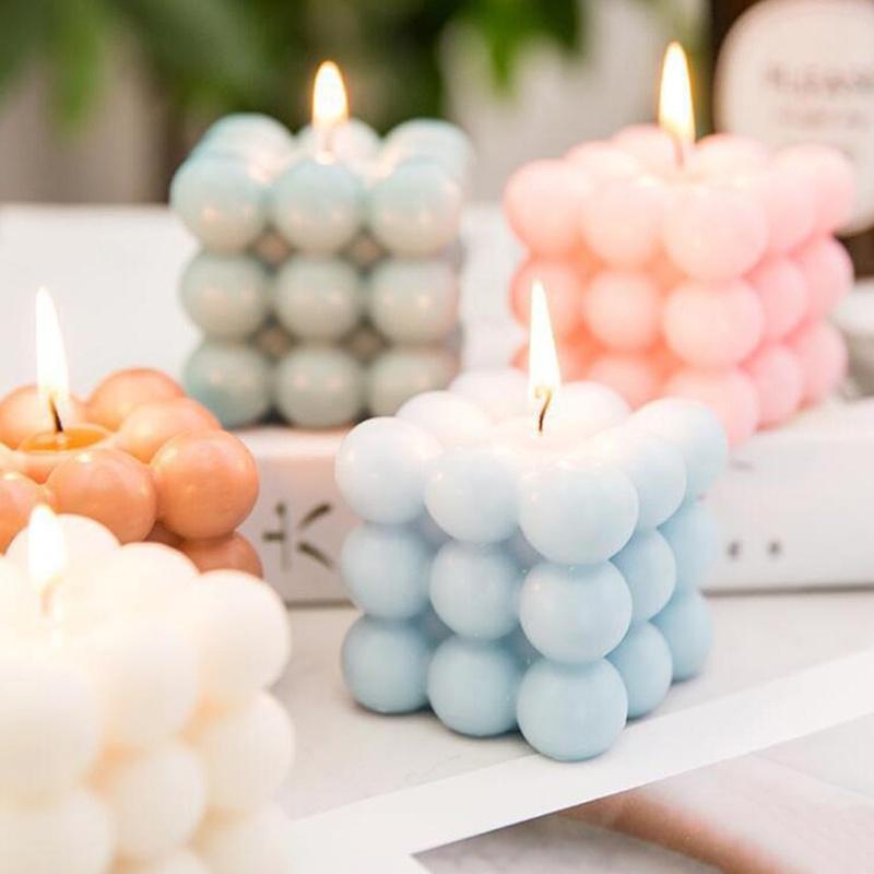 1 pezzo di candela in gesso per aromaterapia, stampo in silicone 3d, candele fai da te, stampi per sapone a cubo di soia