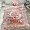 3Pcs Pink Bedding Set Girl Wind Flower 3D Print Cozy Duvet Cover King Queen Twin Size Birthday Gift For Adult Bedroom Decoration