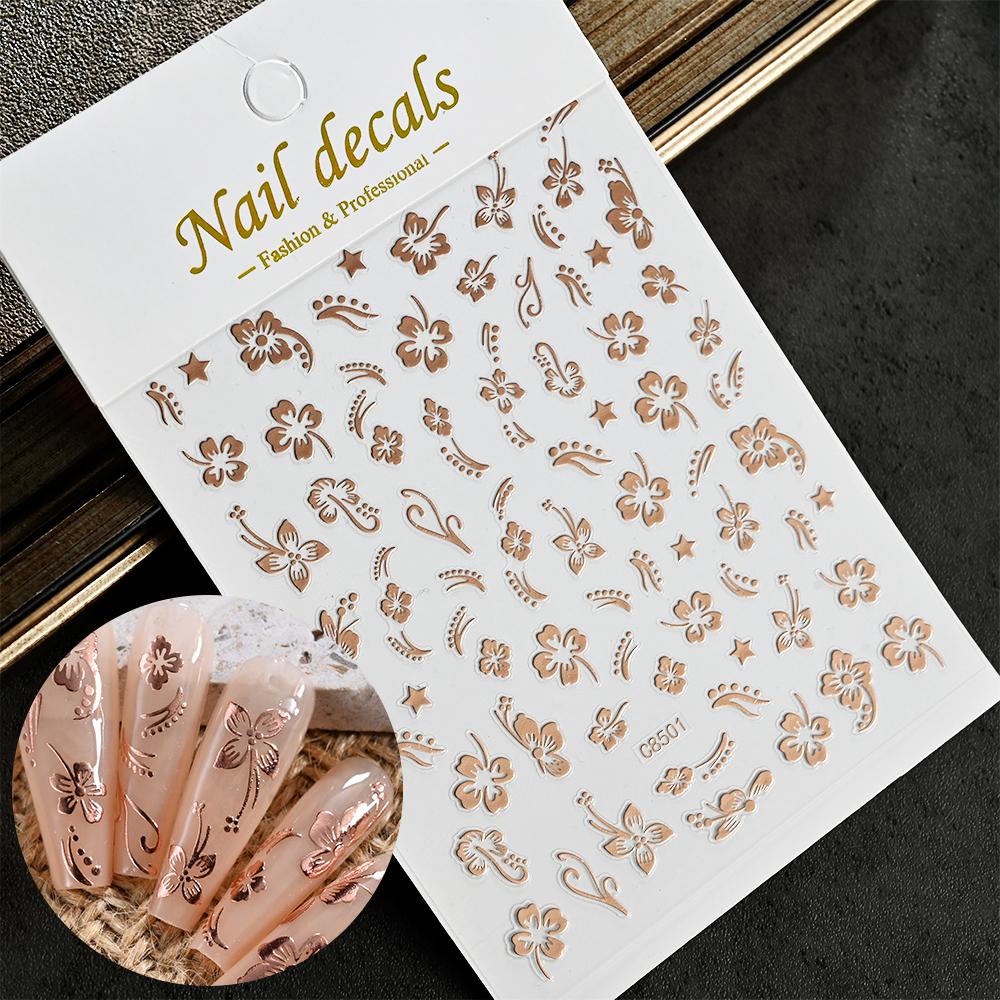 Cherry Blossom 3D Nail Stickers White Flower Petals Nail Art Decals Elegant Wedding Design Spring Sakura Manicure Slider Decor