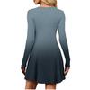 Vestido Suéter Para Mujer Otoño 2025 Manga Larga Cuello Redondo Punto Acanalado Ajustado y Acampanado Vestidos Línea A
