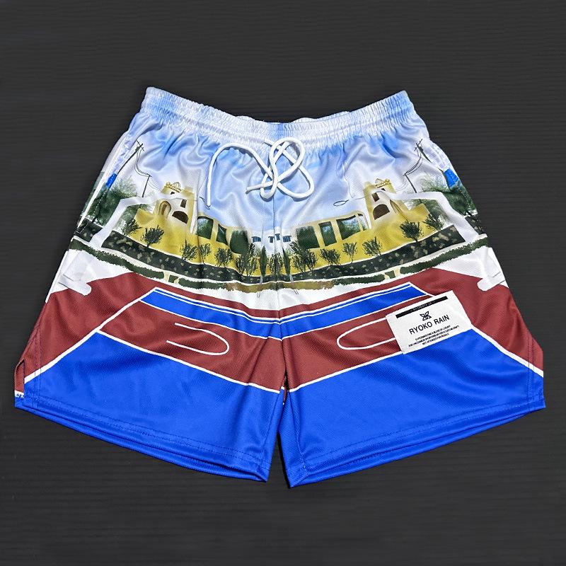 

Unisex Rain Cherry Blossom Mesh Quick-Dry Basketball Shorts, Above Knee, Loose Fit, Plus Size 4-Point. Extra Extra Large