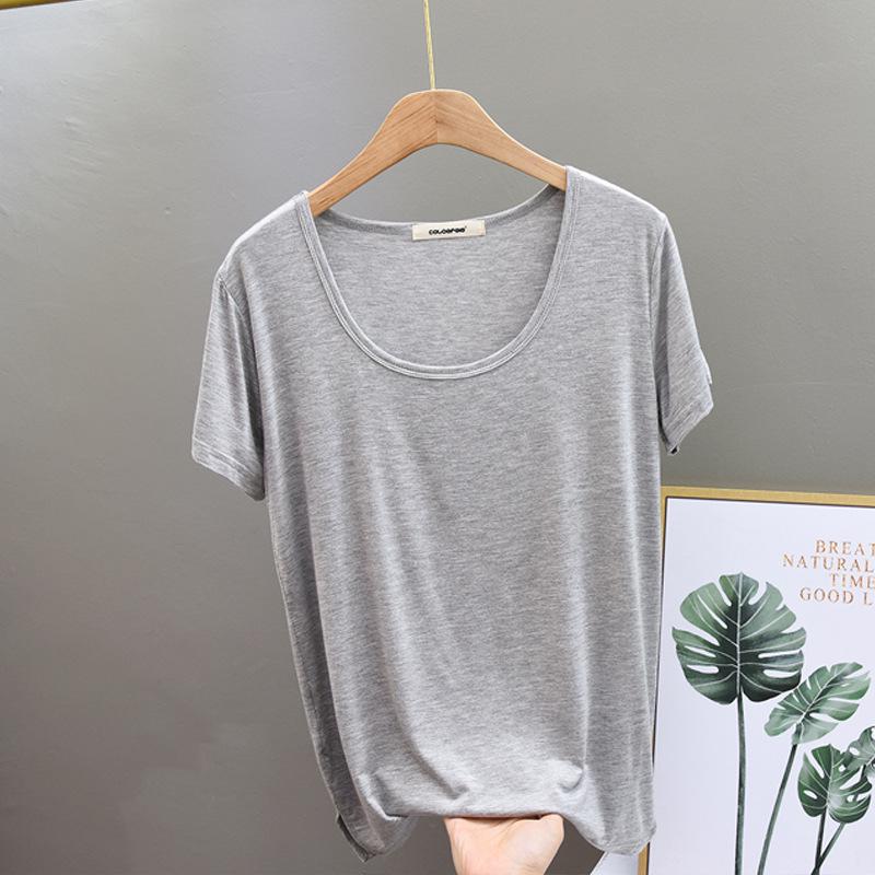 Women's Korean Style Slimming Modal Short Sleeve Top - Summer Fashion Round Neck Tee
