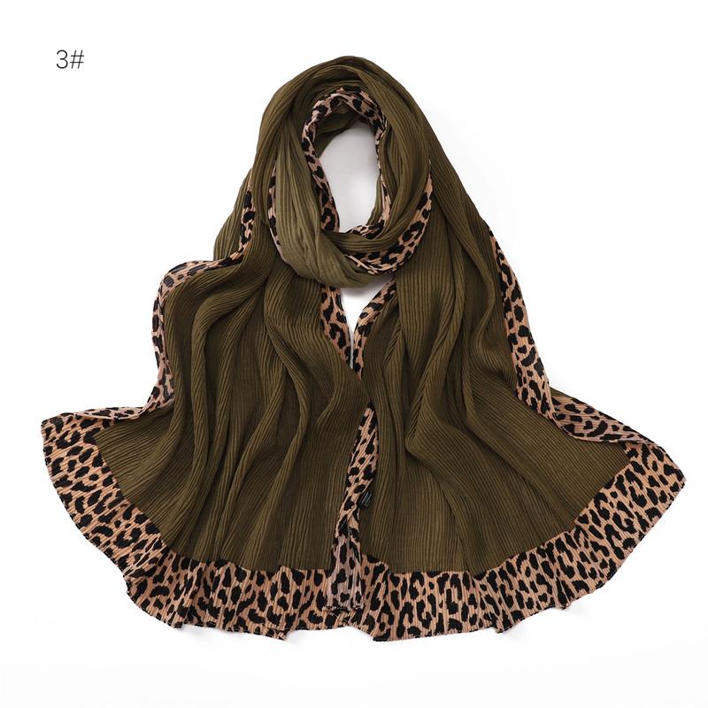 Winter Sexy Leopard Chain Viscose Scarf Wrinkle Pleated Shawls and Wraps Autumn Echarpe Pashmina Bufandas Muslim Sjaal 180*70Cm