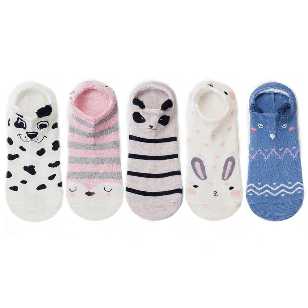 5 pairs women cotton socks stereoscopic Cute Animal Female Kawaii Cat With Dog Summer Short Socks Women Casual Soft Funny Socks