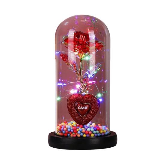 Ewige Rose Geschenk für Frauen Mama Ehefrau Leuchtende Ewige Rose Blume in Glasglocke Romantisches Geschenk für Hochzeiten Valentinstag Jahrestag