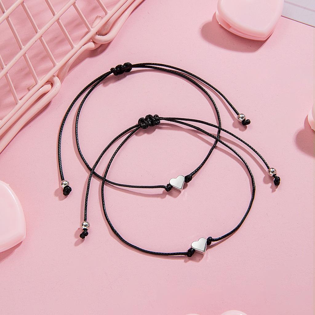 Zwei-Karten-Packung mit mehreren Farben erhältlich Kupfer-Herz Verstellbare Seilkette Partnerarmband Als Geschenk für den Valentinstag