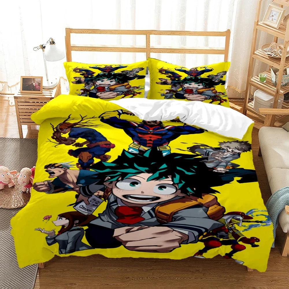 My Hero Anime Druck Dreiteiliges Bettwäscheset Mode Kinder Oder Erwachsene Für Betten Bettbezüge Kissenbezüge Bettwäscheset Geschenk