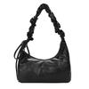 Harujio Hobo Bag, Gathered Bag, Half Moon Bag, Shoulder Bag, Women's, Ruffled, Crescent Moon, Shirring, Black, White, Silver, Gathered Shoulder Bag,