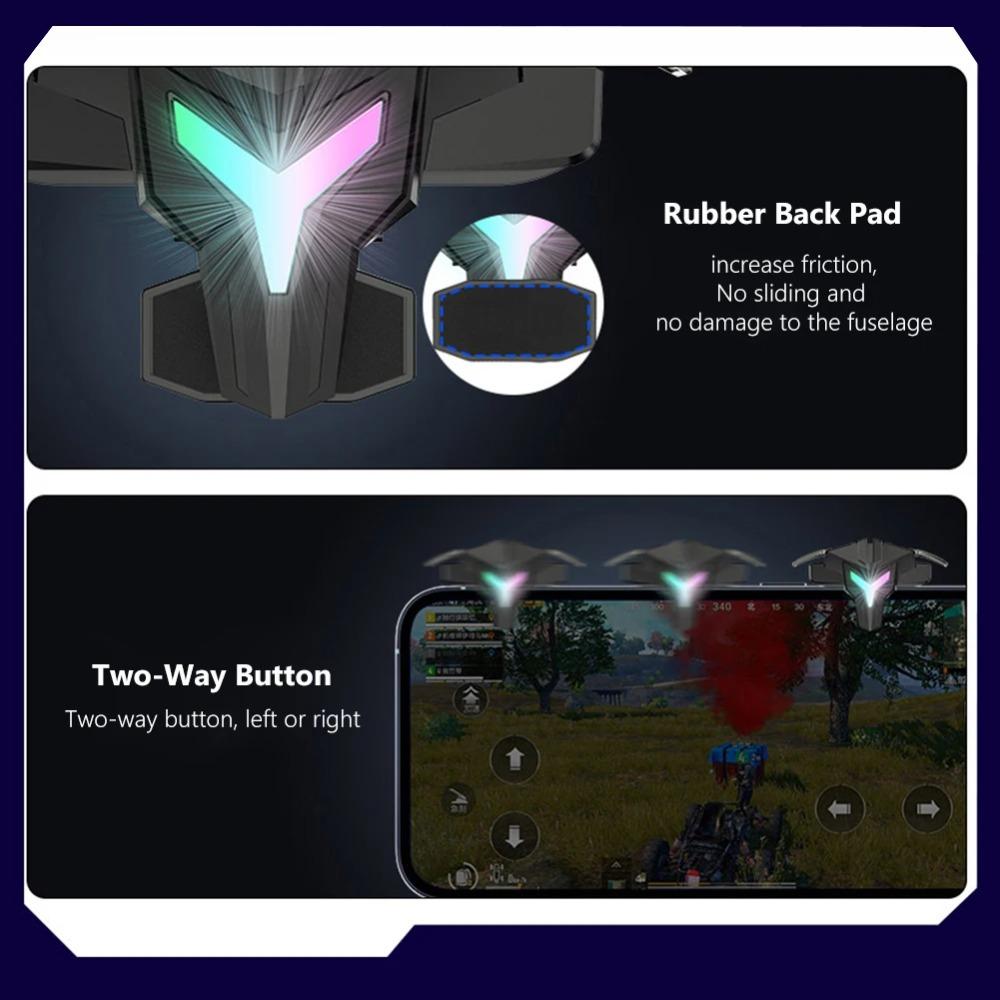 1/2 unidades de gatillos mecánicos RGB de 4 dedos para juegos móviles, compatibles con controladores de juegos PUBG, mandos y botones de puntería para teléfonos móviles.