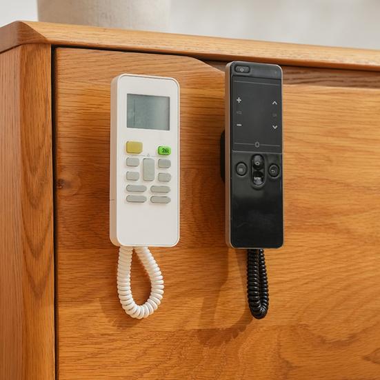 Remote Control Holder with Spring Rope Self-adhesive No Drill TV Air Conditioner