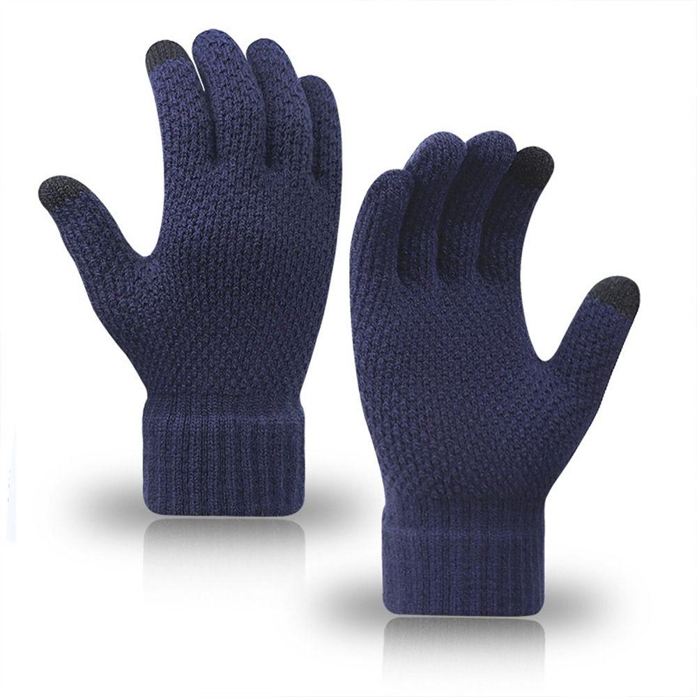 Thick Men Knitted Gloves Windproof Cold Proof Mittens Leisure Warm Gloves  for Outdoor Travel