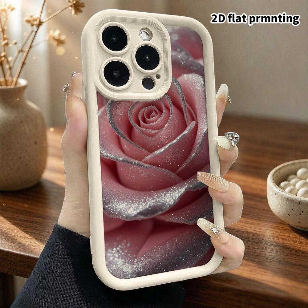 Phone Case: 2D flat, fits iPhone 18, 17, 16, 15, 14, 13 Pro, close-up of pink rose, perfect Christmas and Halloween holiday gift