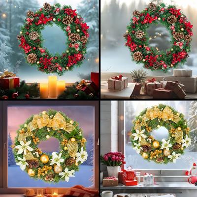 Weihnachtskranz Glasaufkleber: Baumschmuck & Festliche Heimdekoration