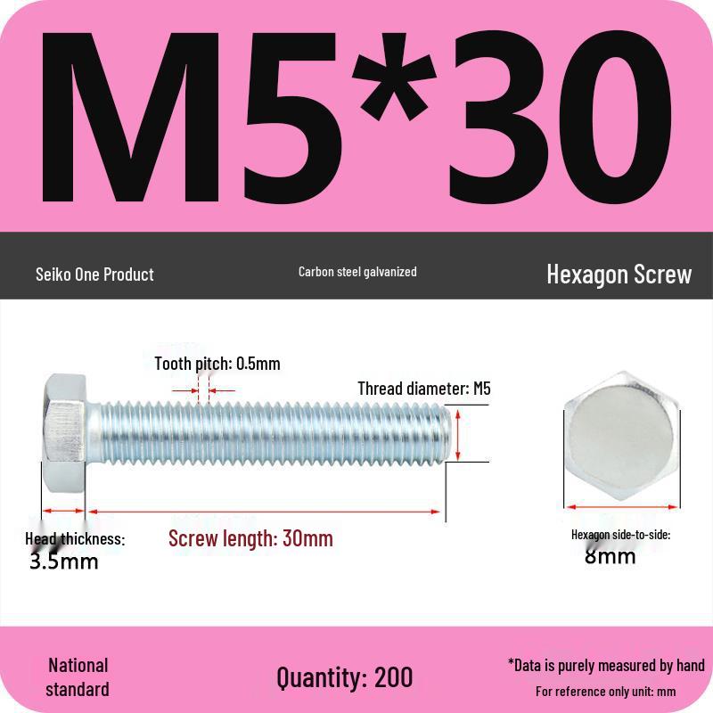 8.8 Grade Galvanized Hex Head Bolt, High-Strength M4-M30