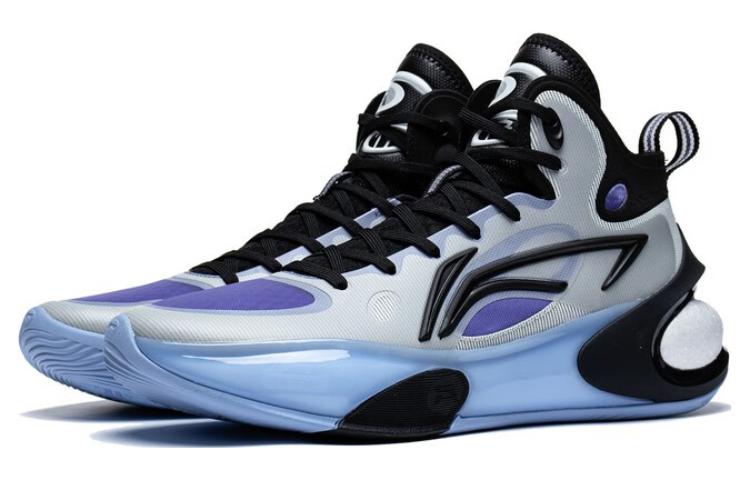 Li Ning YuShuai 17 Comfortable Cushioning Slip Resistant Mid top Basketball Shoes Men's Black Gray ABAT043-2
