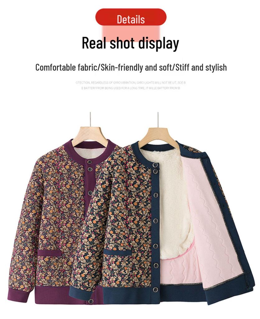 Women's Winter Camel Cotton Jacket for Middle-aged and Elderly: Plus Size, Warm, Fleece-Lined Coat for Mothers and Grandmas