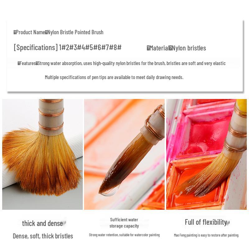 Korean ArtSecret Academy Grade Red Wood Handle Nylon Watercolor Brush 15RT